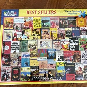White Mountain "Best Sellers" Vintage Book Cover Collage 1000 pc Jigsaw Puzzle